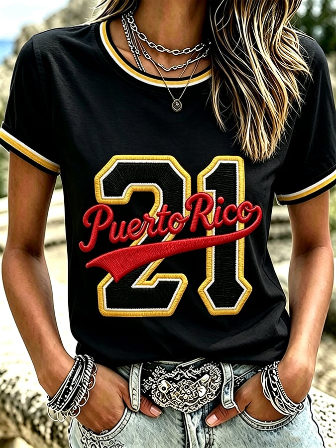 Women's Casual Puerto Rico Print Top