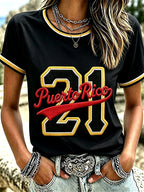 Women's Casual Puerto Rico Print Top