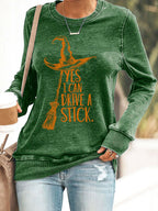Women's Yes I Can Drive A Stick Print Round Neck Sweatshirt