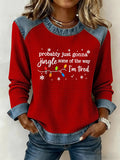 Women's Waffle Christmas Text Print Shirt