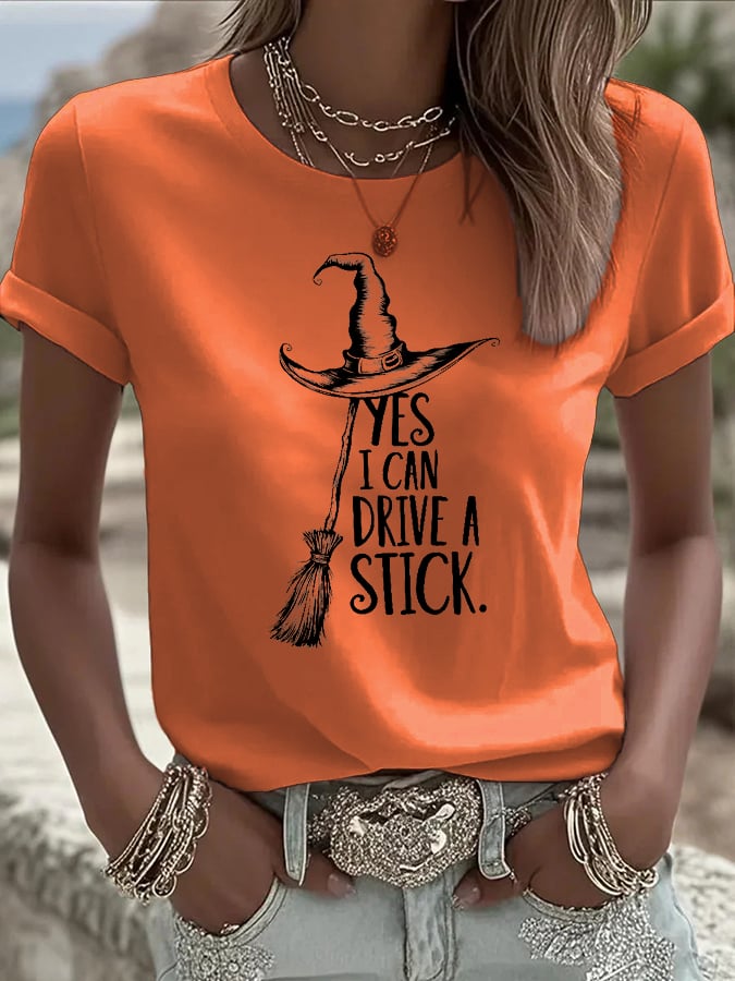 Women's I Can Drive a Stick Print Casual T-Shirt
