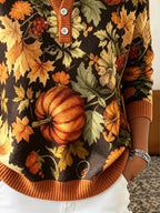 Women's Casual Henley Collar Autumn Print Shirt