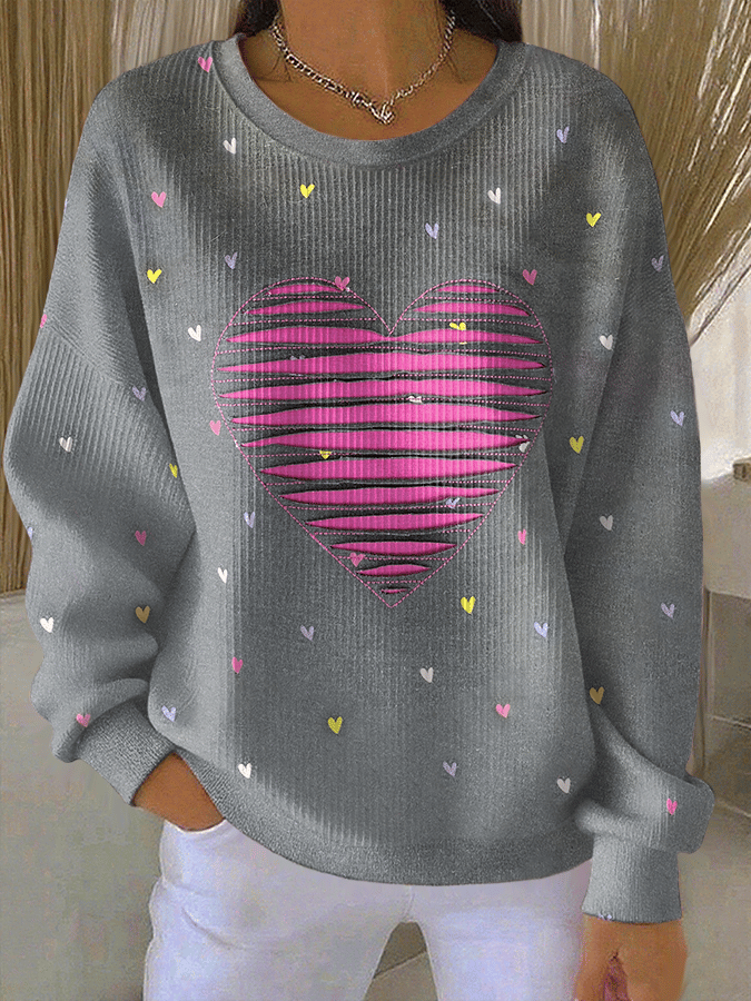 Women's Casual Print Long Sleeve Knit Top