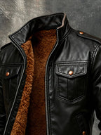 Men's Retro Warm Soft Leather Outdoor Jacket