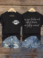 V-Neck Retro 87 Football My English Teacher And Gym Teacher Are Getting Married Print T-Shirt