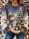 Women's Casual Christmas Print Long-Sleeved Sweatshirt