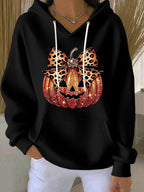 Women's Casual Autumn Pumpkin Texture Hoodie