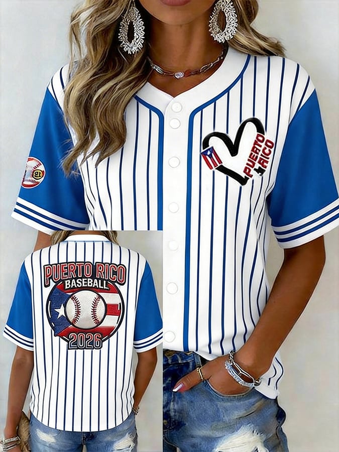 Women'S Puerto Rican Baseball Print Baseball Jersey