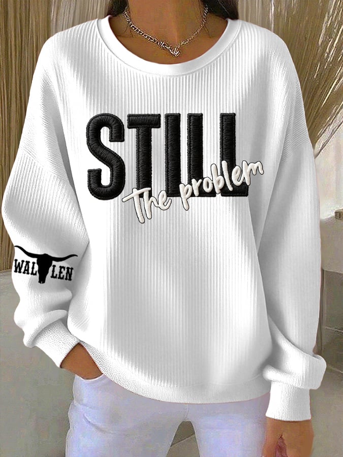 Women's Music Print Round Neck Sweatshirt