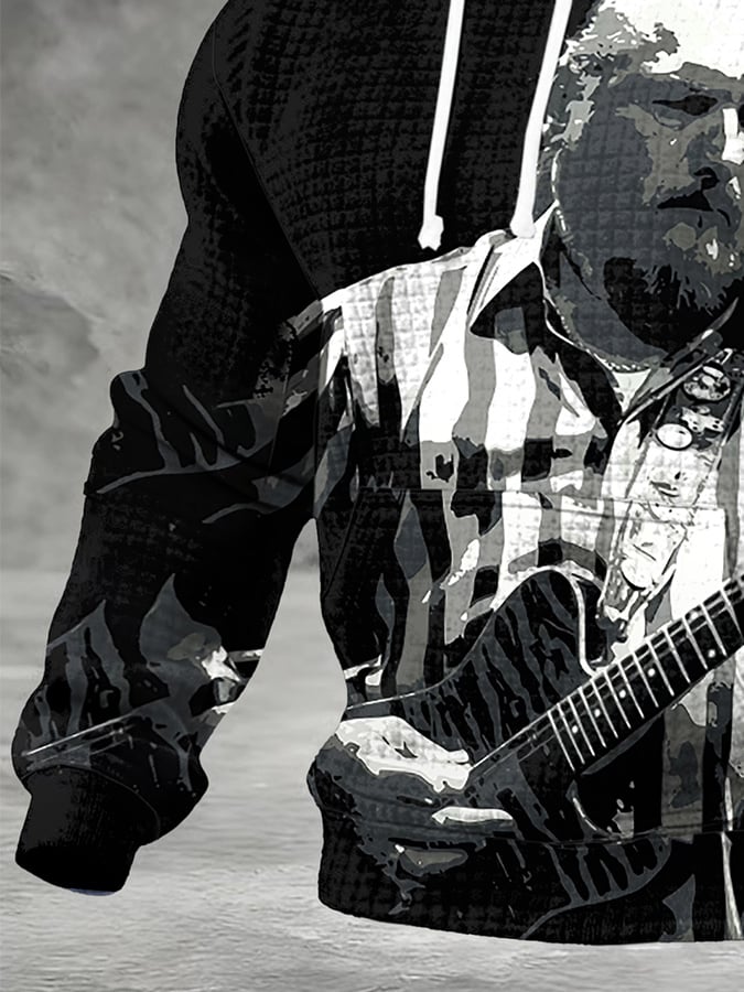 Men's Retro Steve Cropper Print Hoodie