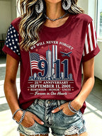 Women's  Retro  9.11 Never Forget Print T-shirt