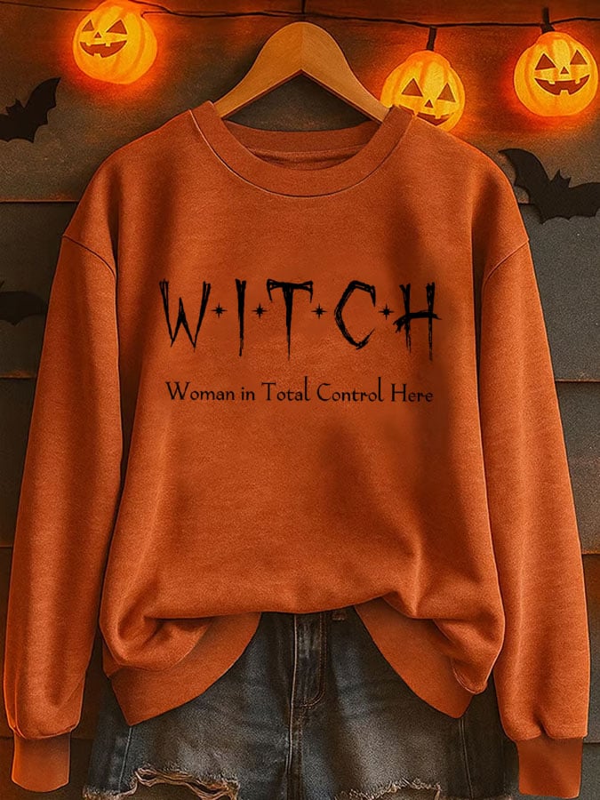 Woman In Total Control Here Print Casual Sweatshirt