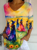 Women's Halloween Witch Print Top