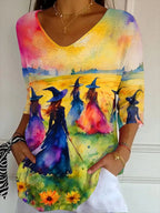 Women's Halloween Witch Print Top