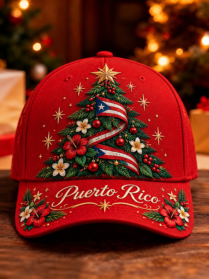 Unisex Puerto Rico Christmas Print Casual Hat