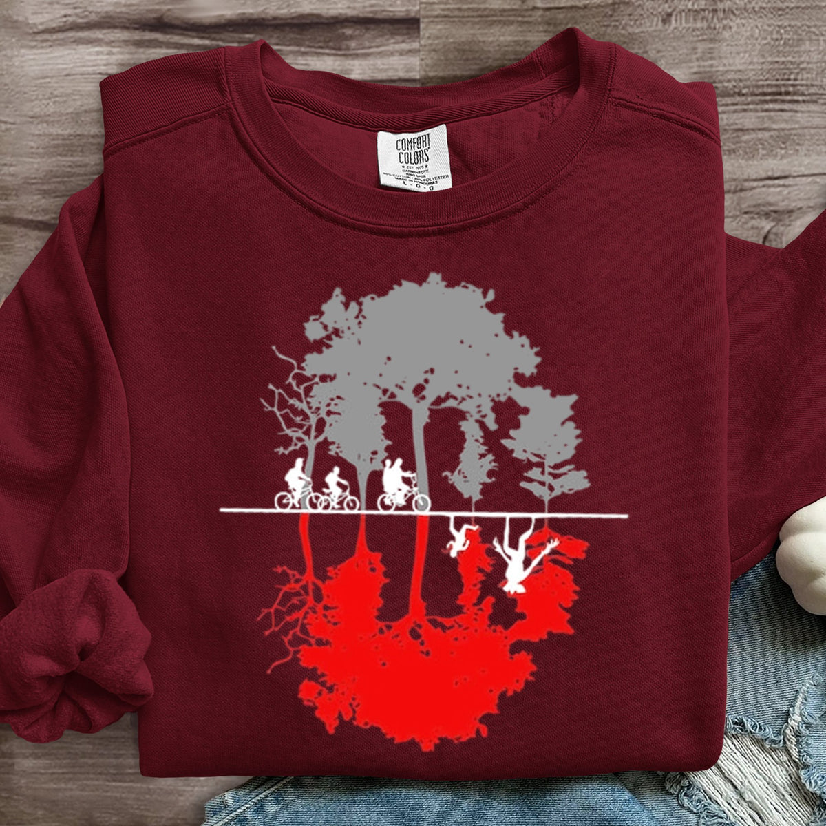 Hawkins Indiana National Park Upside Down 80s Horror Art Print Sweatshirt