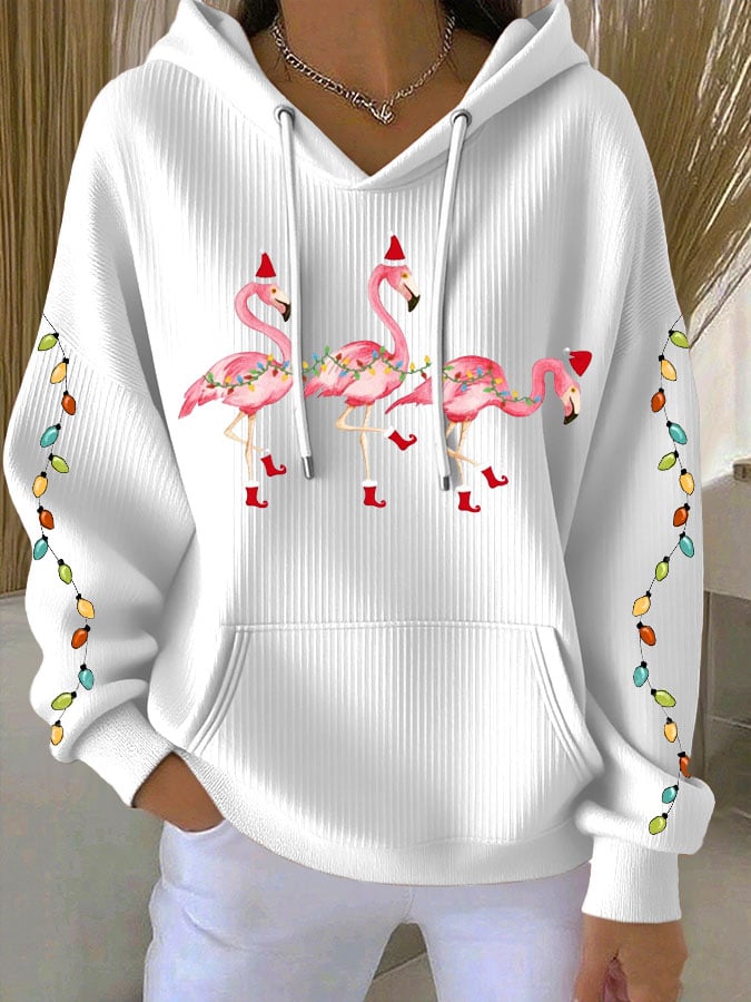 Women's Christmas Flamingo Print Casual Sweatshirt