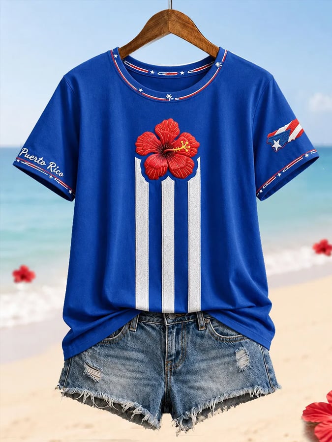 Women's Puerto Rican Pride Print Casual T-shirt