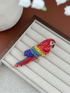 Rhinestone Crystals Parrot Brooch Tropical Bird