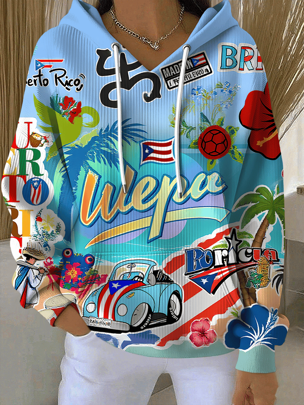 Women's Wepa! Puerto Rico Print Casual Hoodies