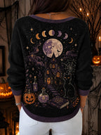 Women's Casual Halloween-Print Knit Cardigan