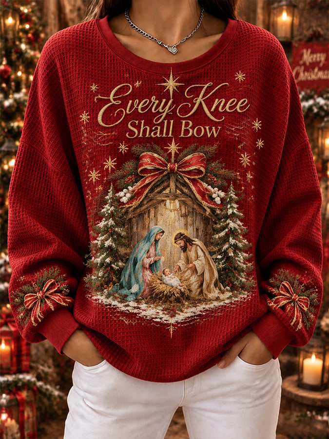 Women's Retro Faith Christmas Print Hoodie