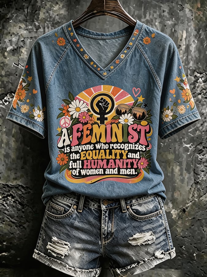 Printed T-Shirt By Someone Who Believes In Gender Equality And Acknowledges That Both Men And Women Possess Complete Humanity
