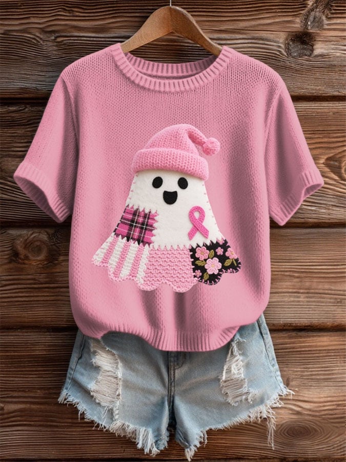 Women's Breast Cancer Awareness Print Casual Top T-Shirt