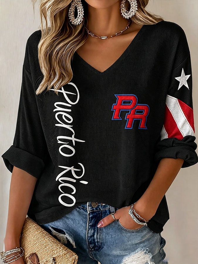 Women's Puerto Rico Print Casual T-Shirt