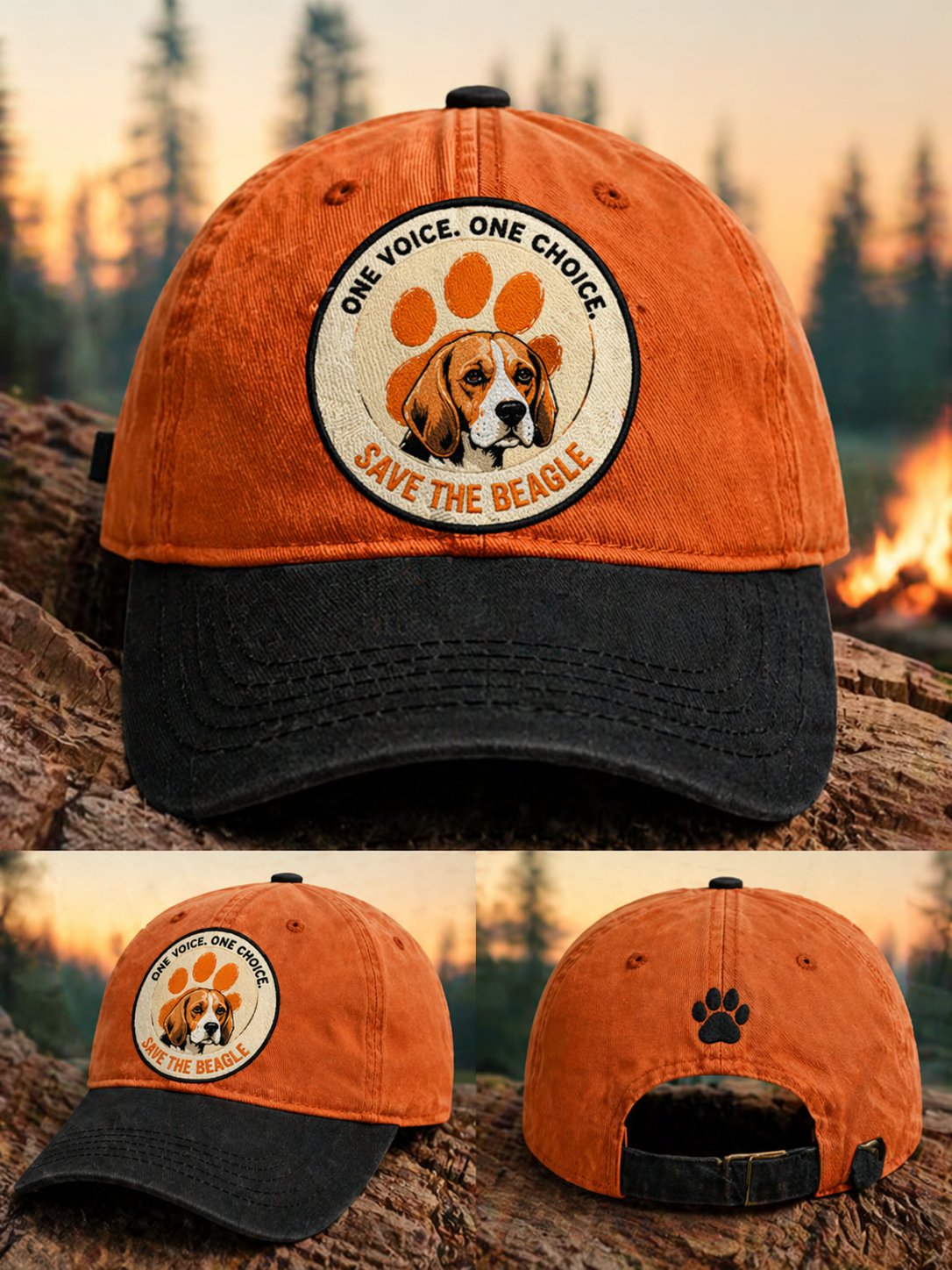 Save the Beagle Print Baseball Cap