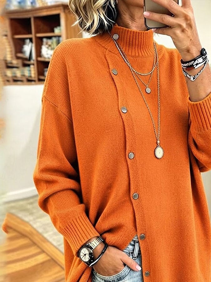 Women's Casual Solid-Color Knit Sweater