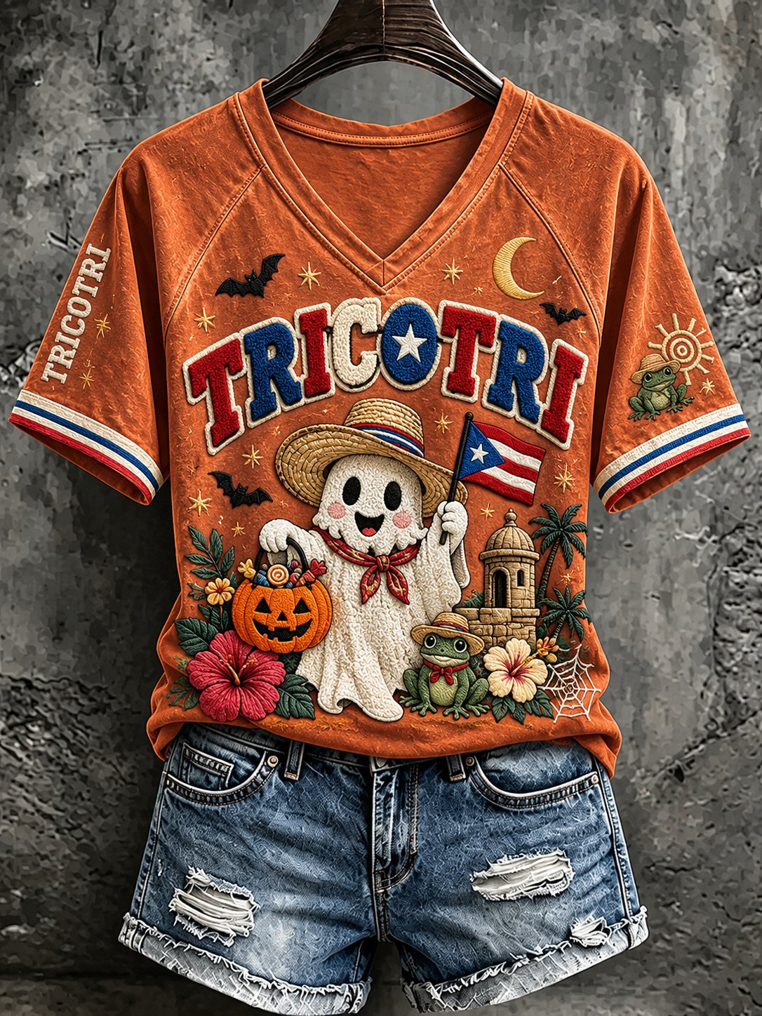 Women'S Puerto Rico Halloween Print T-Shirt
