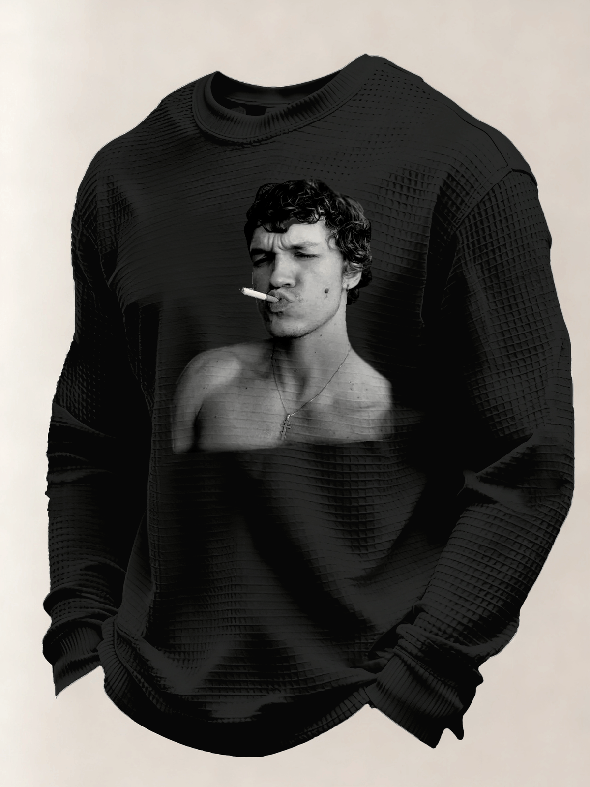 Men's ice hockey themed crew neck printed sweatshirt