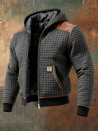 Men's Retro Knitted Checkered Textured Outdoor Jacket