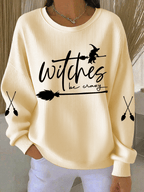 Women's Witch Be Crazy Print Knit Crew Neck Long Sleeve Top