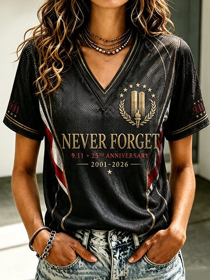 Women's 9.11 Never Forget Printed Casual Tops