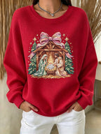 Women's Christmas Nativity Print Casual Sweatshirt