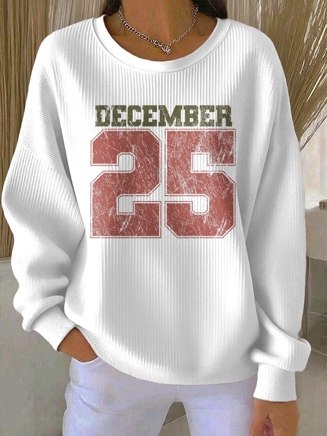 Retro Christmas December 25 Print Sweatshirt