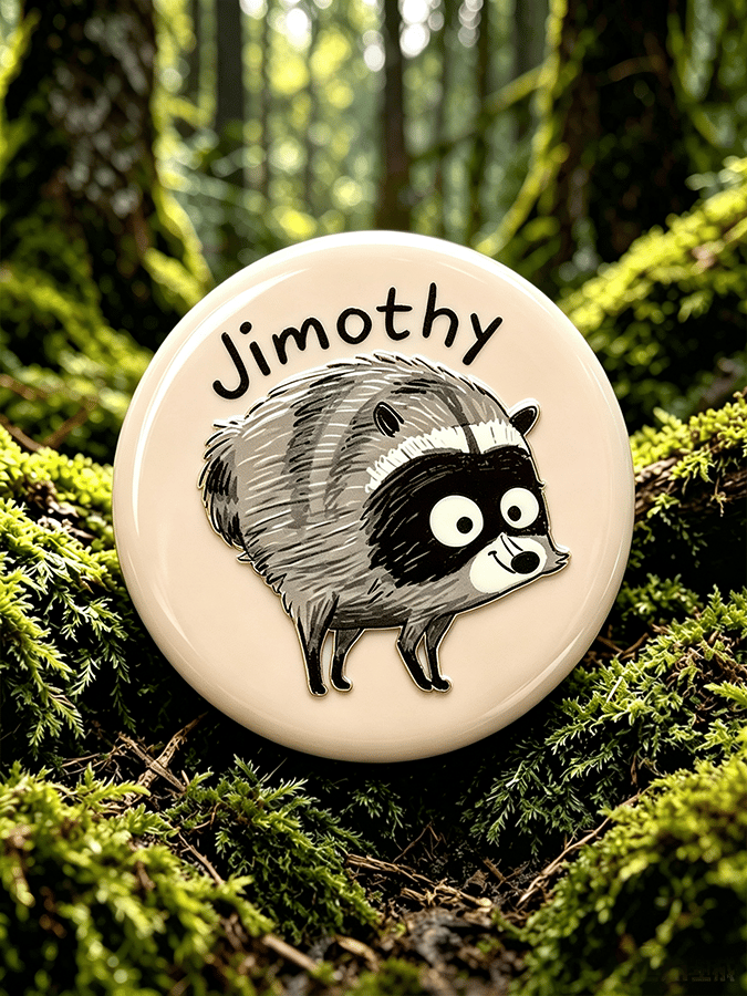 Unisex Retro Raccoon Jimothy Badge