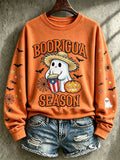 Women's Halloween In Puerto Rico Printed Long-Sleeve Sweatshirt