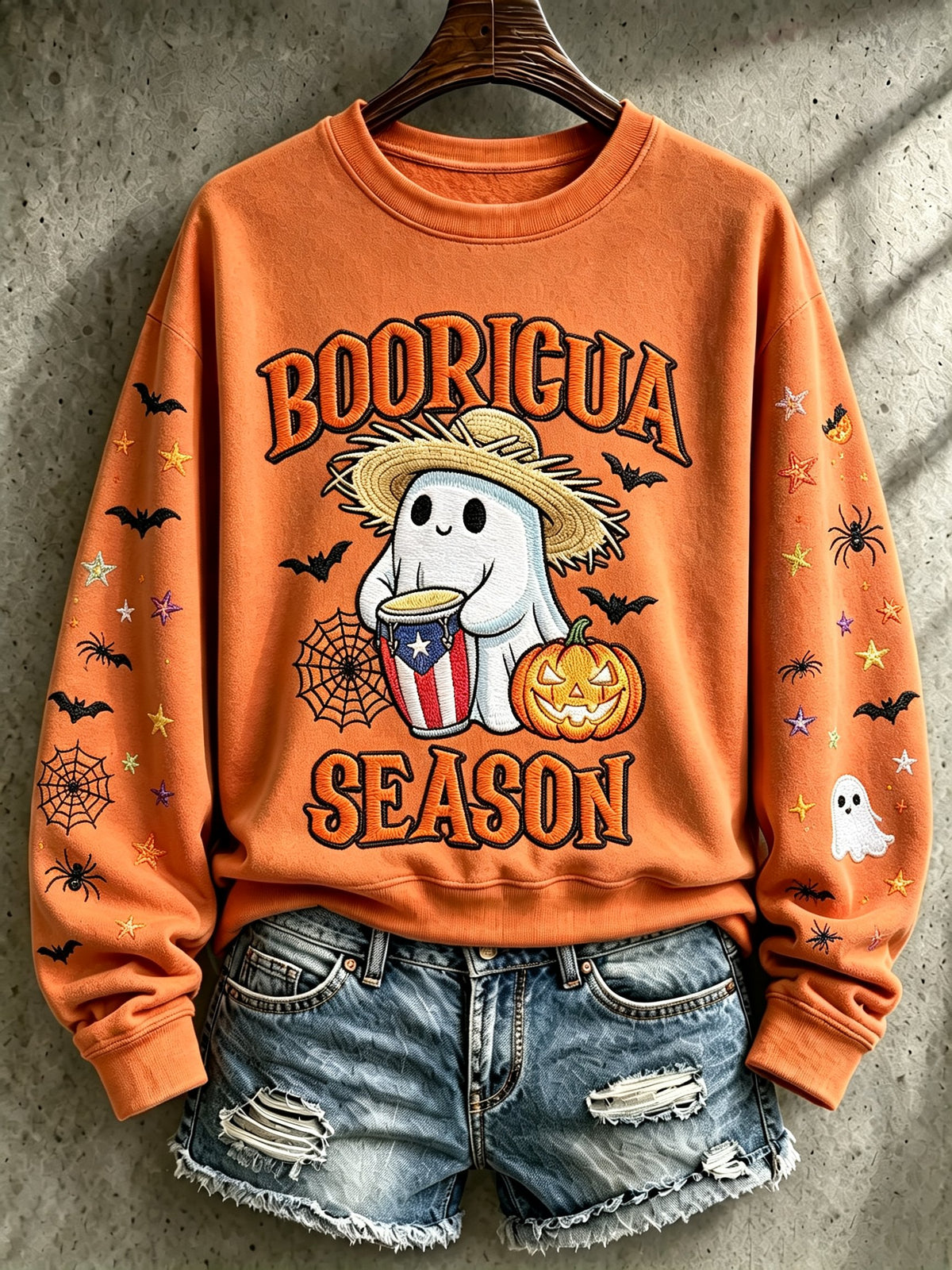 Women's Halloween In Puerto Rico Printed Long-Sleeve Sweatshirt