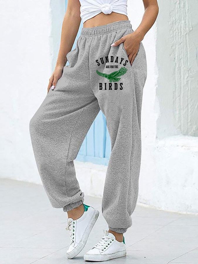 Women's Sundays Are For The Birds Football Print Casual Pants