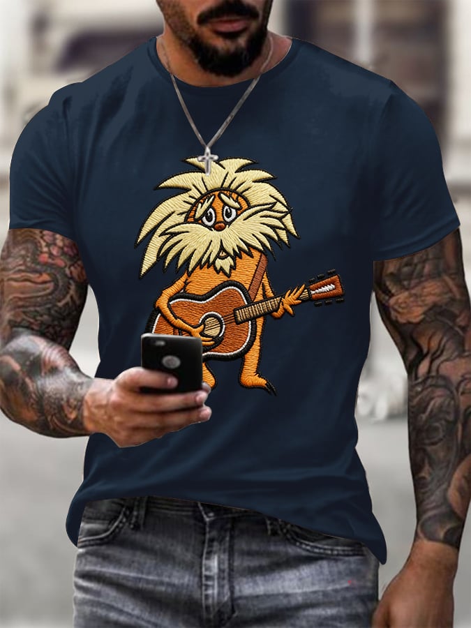 Men's Vintage Rock Tribute Printed Casual T-shirt