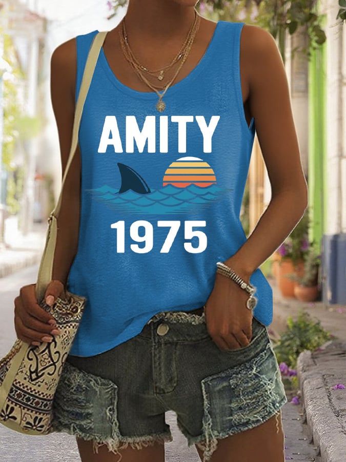 Women's Quint's Shark Fishing - Amity Island 1975 Printed Vest
