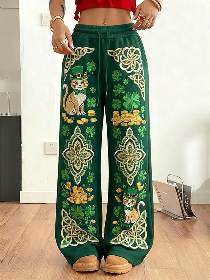 Women'S Casual St. Patrick'S Day Printed Trousers