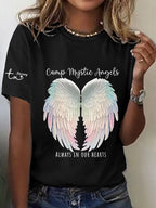 Women's Mysterious Camp Angels Are Forever in Our Hearts Printed Casual T-shirt