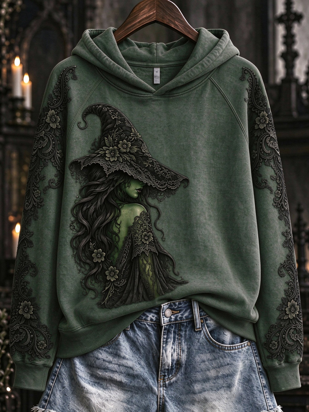 Women's Witch-Print Casual Sweatshirt