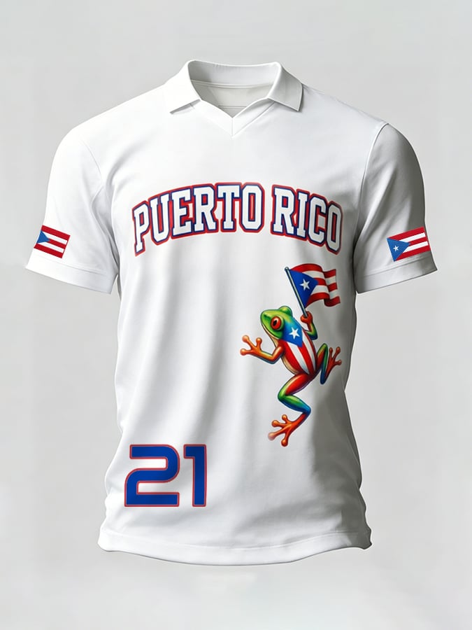 Men's Puerto Rican Baseball Printed Casual T-shirt