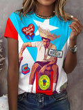 Women's Puerto Rican Flag Rain Frog Label Print T-shirt