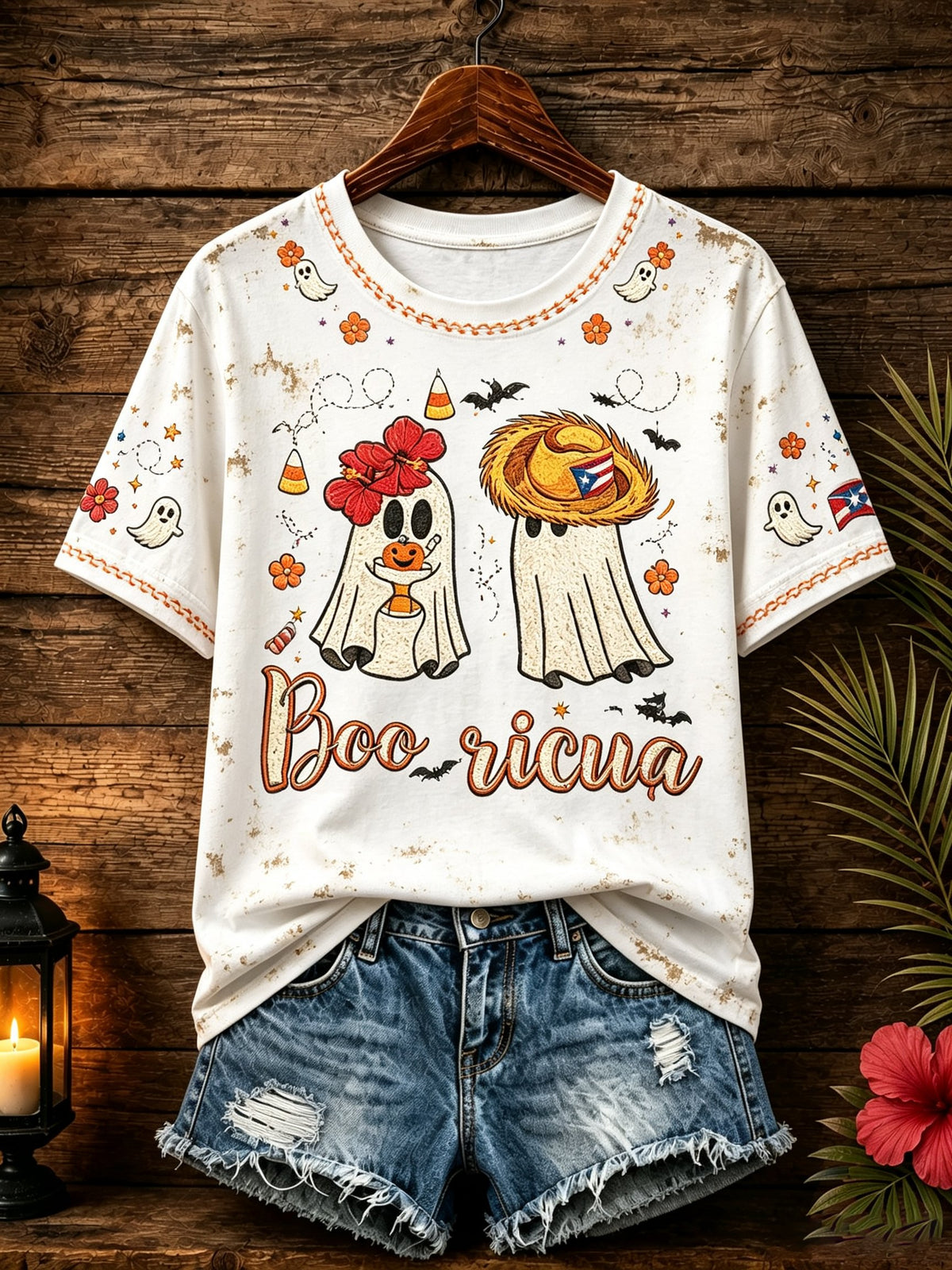 Women's Puerto Rico Halloween Print T-Shirt